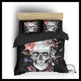 Housse de Couette Tête de Mort Fleurs