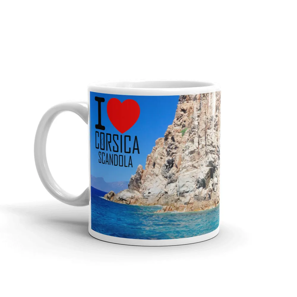 Mug Blanc Brillant I Love Corsica Scandola