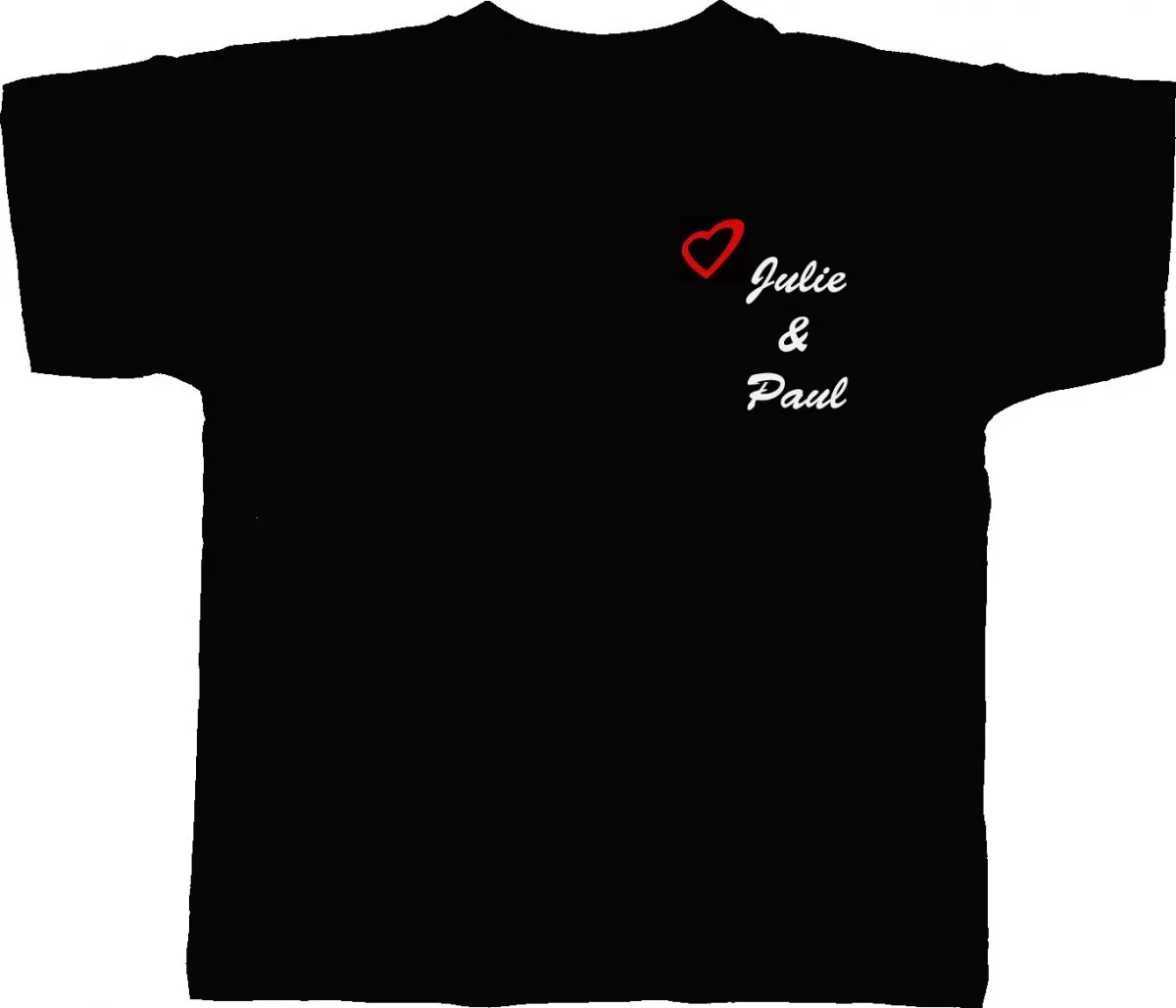T-shirt homme personnalisé avec prénoms et coeur - Idée cadeau St Valentin - Mariage 