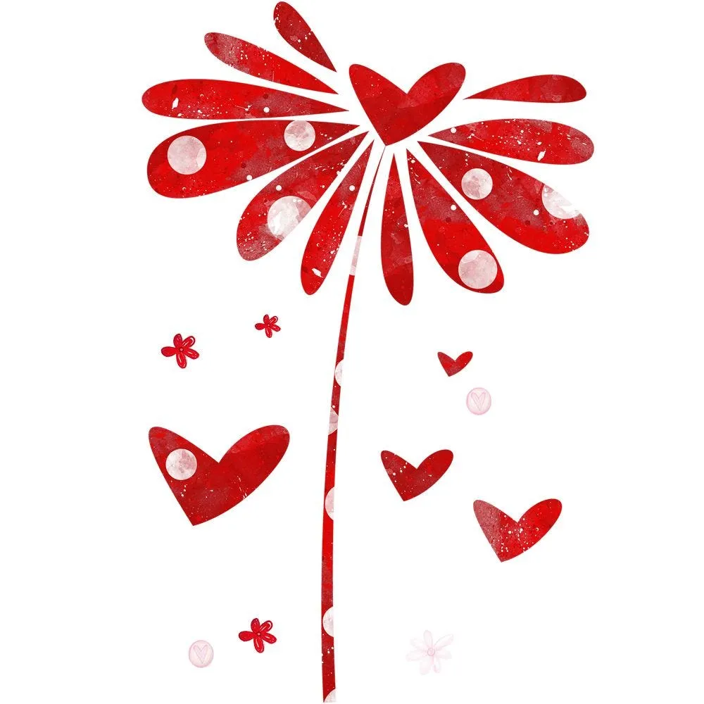 Vitrophanie marguerite st valentin coeurs - 44 x 68 cm